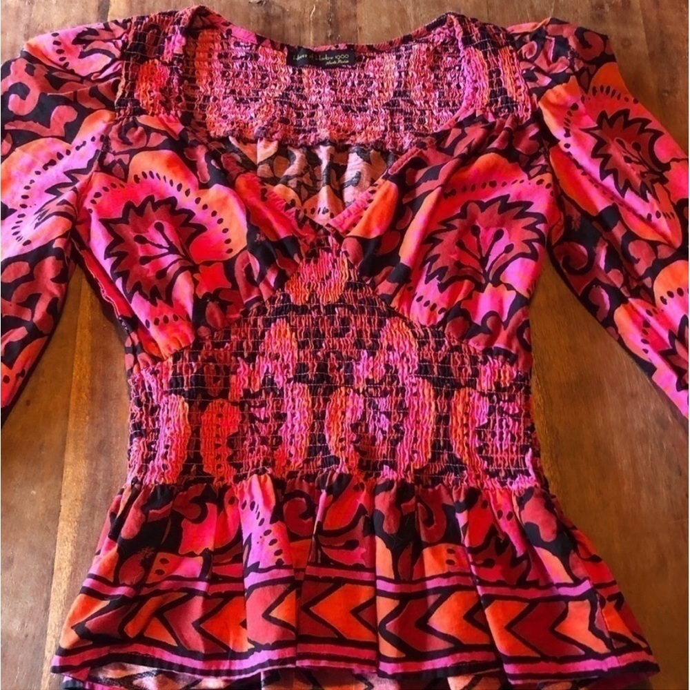 House of Harlow 1960 Blouse Smocked Floral Printed Top - Picture 9 of 9